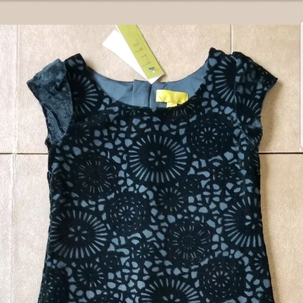 NWT Nicole Miller Girls Dress Black Velvet Black L